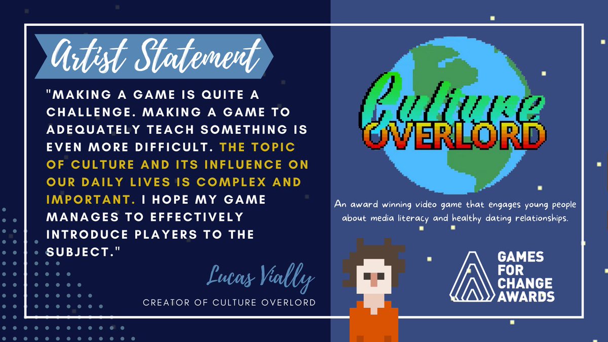 Culture_Ovrlord's tweet photo. Artist statement for 'Culture Overlord' - a prosocial video game intentionally designed to engage young people about:

1⃣ their dating beliefs
2⃣ how those beliefs were acquired

#indiegame #medialiteracy #EdChat #k12 #educators #teachers #gaming #g4c2022 #SEL #culture https://t.co/HXbJGm7A6w