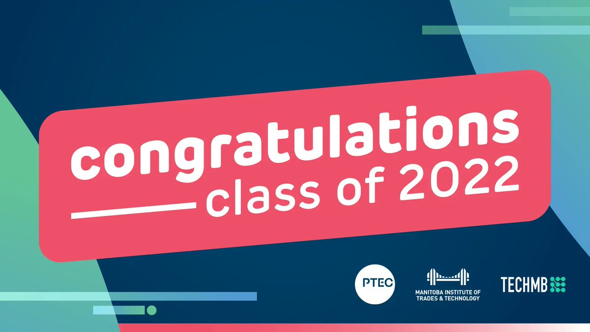 TechManitoba's tweet photo. We are so proud to have supported your journey @ptecwinnipeg. Congrats to the FIRST graduating class! 🎓🎉 Thank you to our members + partners that have supported the students’ learning! A big shout out to all the PTEC teachers + staff &amp;  @MITTcanada for your tireless work! https://t.co/DJQdgSkmrc