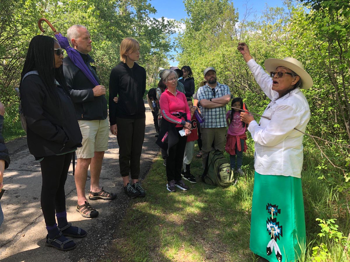 cpawssab's tweet photo. 🌱 Last Saturday's #IndigenousLed Nature Walk with Elder Mary Ellen Little Mustache 🌱
Thank you so much to Elder Little Mustache for teaching participants how traditional games can be used to explore Indigenous Ways of Knowing and Being in nature 💛
#Mohkinstsis #Niitsitapi https://t.co/L6LP6rDL9j