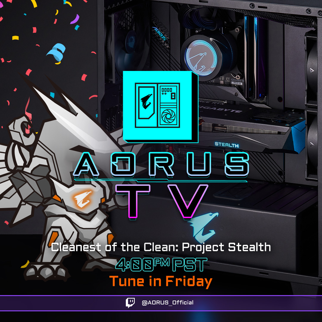 AorusOfficial's tweet photo. The Cleanest of the Clean: Project Stealth 🖤
Tune in to the new episode of #AORUSTV today at 4PM PT on Twitch.
🎥Twitch👉 https://t.co/yqOmpWYFNC https://t.co/fUyyWRaW7F