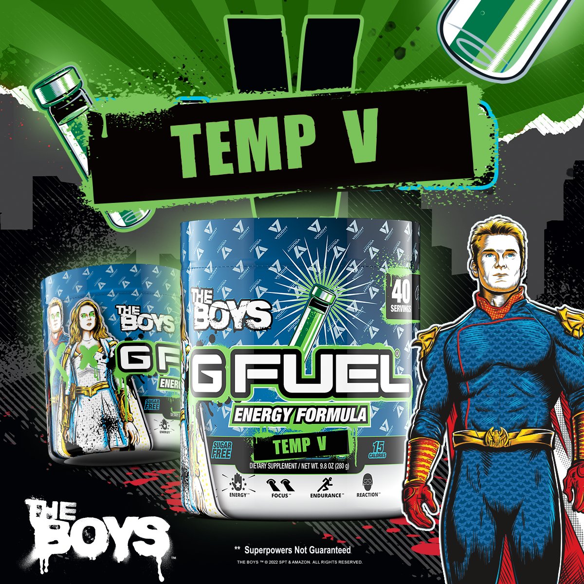 G FUEL® (@gfuelenergy) on Twitter photo 🧪 #GFUEL “TEMP V” is here to help you level the playing field!
💚 𝗥𝗧 + 𝗖𝗢𝗠𝗠𝗘𝗡𝗧 #THEBOYS to win a “TEMP V” Collector’s Box! 2 winners picked this weekend!
🛒 𝗣𝗥𝗘-𝗢𝗥𝗗𝗘𝗥: GFUEL.ly/temp-v-tw
👁️ <a href="/SPTV/">Sony Pictures Television 📺</a>’s <a href="/TheBoysTV/">THE BOYS</a> is now streaming on <a href="/PrimeVideo/">Prime Video</a>! 🧪 #GFUEL “TEMP V” is here to help you level the playing field!
💚 𝗥𝗧 + 𝗖𝗢𝗠𝗠𝗘𝗡𝗧 #THEBOYS to win a “TEMP V” Collector’s Box! 2 winners picked this weekend!
🛒 𝗣𝗥𝗘-𝗢𝗥𝗗𝗘𝗥: GFUEL.ly/temp-v-tw
👁️ <a href="/SPTV/">Sony Pictures Television 📺</a>’s <a href="/TheBoysTV/">THE BOYS</a> is now streaming on <a href="/PrimeVideo/">Prime Video</a>!