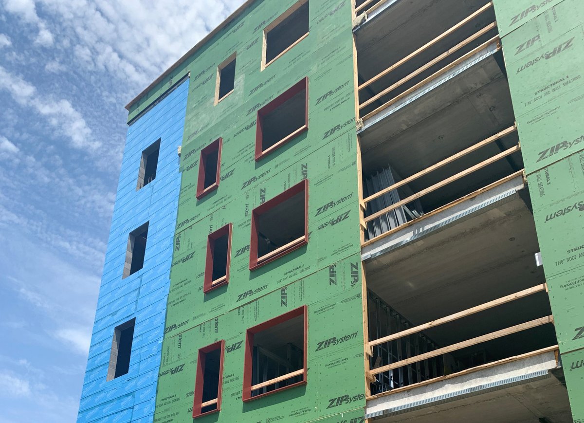 PROSOCO's tweet photo. Another multi-family Passive House is nearing completion: The Oaks in Hamilton, Ontario, is a retrofit-new build hybrid that's got a great history and a crazy airtight envelope (you should see their blower door test results.) https://t.co/FPckRlkOWs #PassiveHouse #FastFlash https://t.co/CssBulKfG1