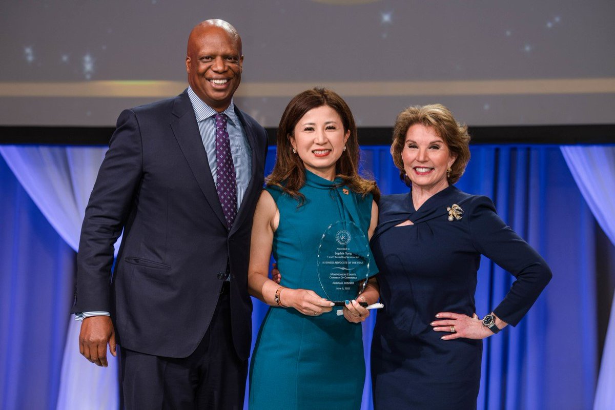 TATCSInc's tweet image. Congratulations to our CEO, Sophia Tong, who received the 2022 Small Business Advocate of the Year by the Montgomery County Chamber of Commerce for her efforts in advocating for small businesses within our region and throughout the nation.
