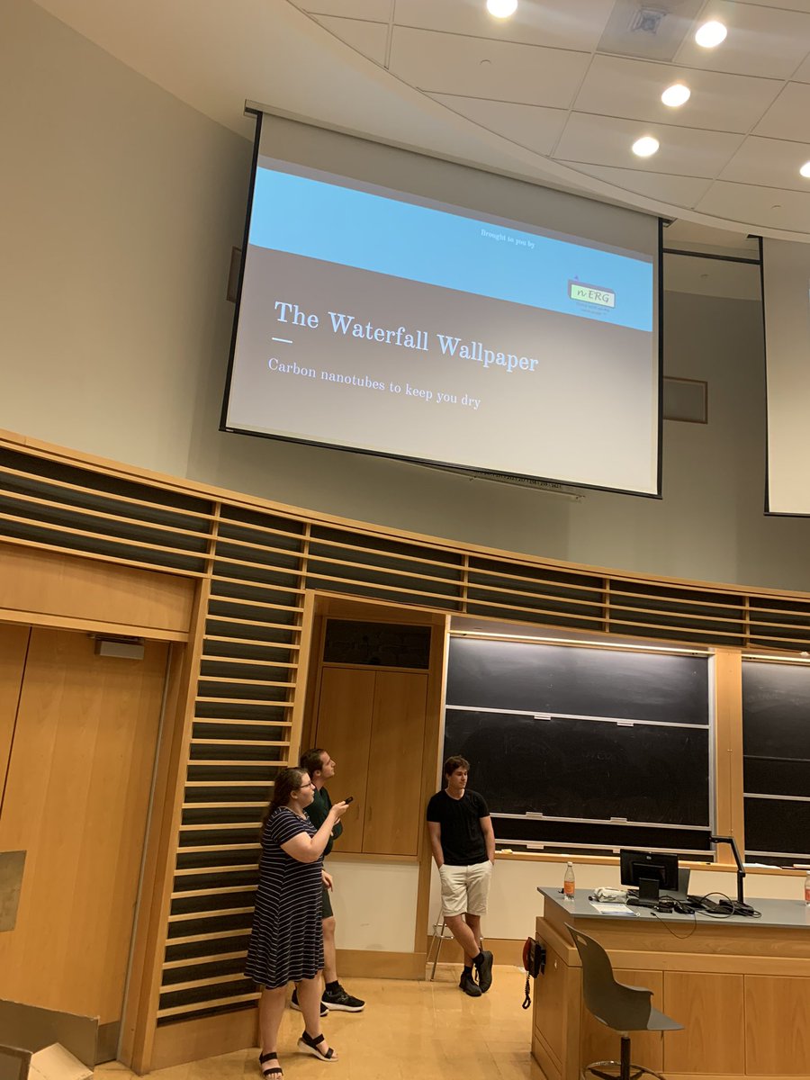 sciathon's tweet photo. Up first is TEAM 3, or Team nERG. They designed a waterfall wallpaper that absorbs excess moisture in homes and apartments! @corbanmurphey @Warren_Lab_UNC @atkinlab https://t.co/Ac64sys3b8