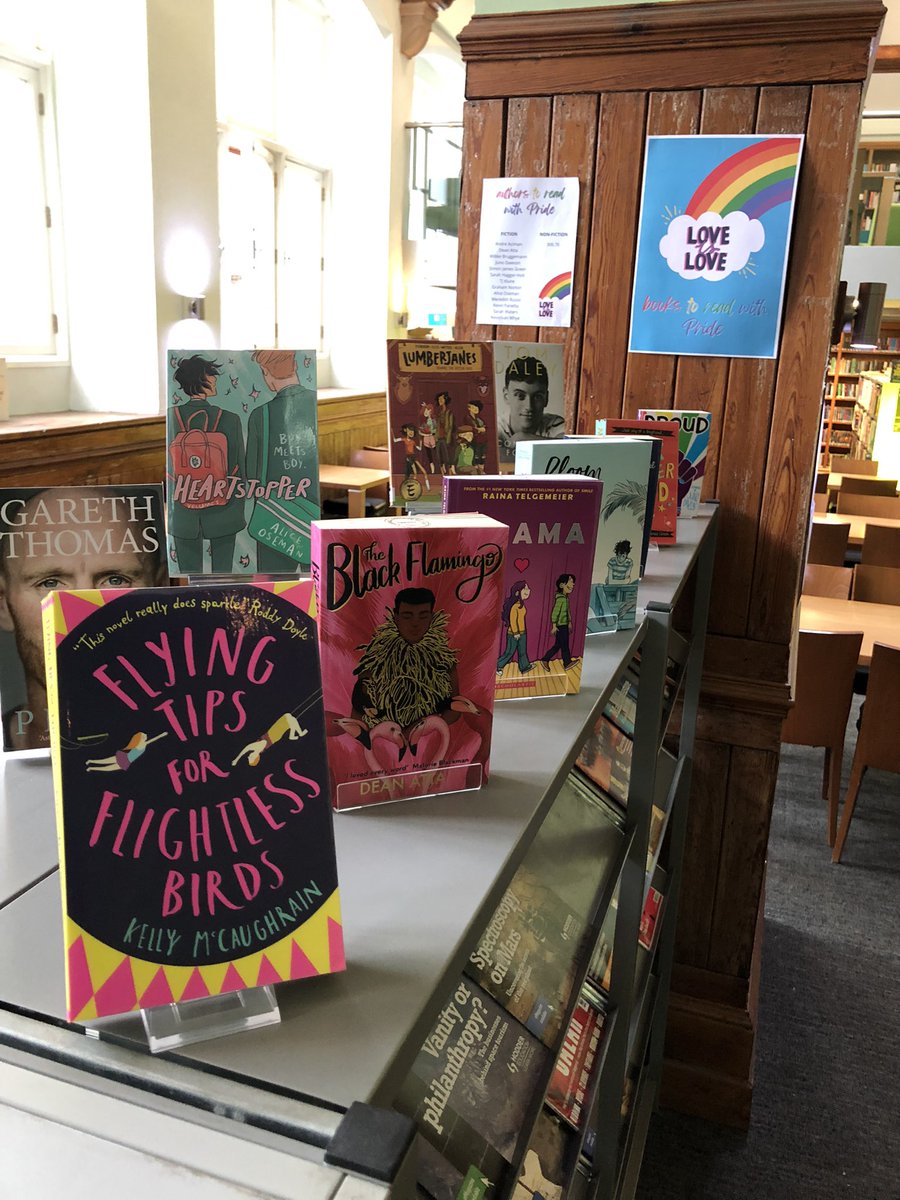 ccb_library's tweet photo. Some great books on display this month to #ReadWithPride. We can’t fit them all on the stand, but our handy poster highlights some more authors and areas of the shelves where you can find more.

#FindYourselfInBooks #LibrariesAreForEveryone #PrideMonth https://t.co/4OrGy5zGJF