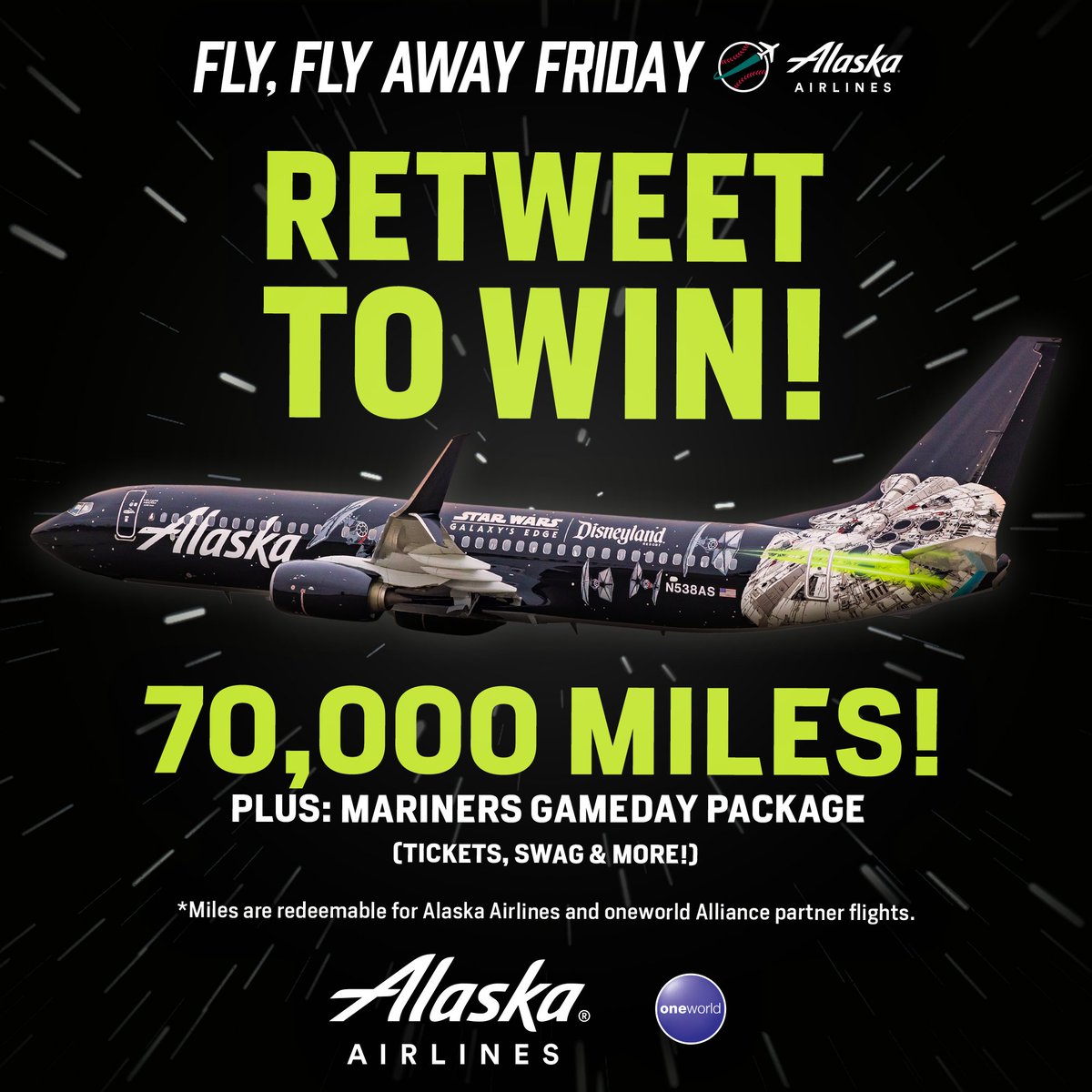 Seattle Mariners (@mariners) on Twitter photo 🚨 RT to WIN 🚨
Retweet for your chance to win 70,000 <a href="/AlaskaAir/">Alaska Airlines</a> miles + two tickets to a game and some Mariners swag! 🚨 RT to WIN 🚨
Retweet for your chance to win 70,000 <a href="/AlaskaAir/">Alaska Airlines</a> miles + two tickets to a game and some Mariners swag!