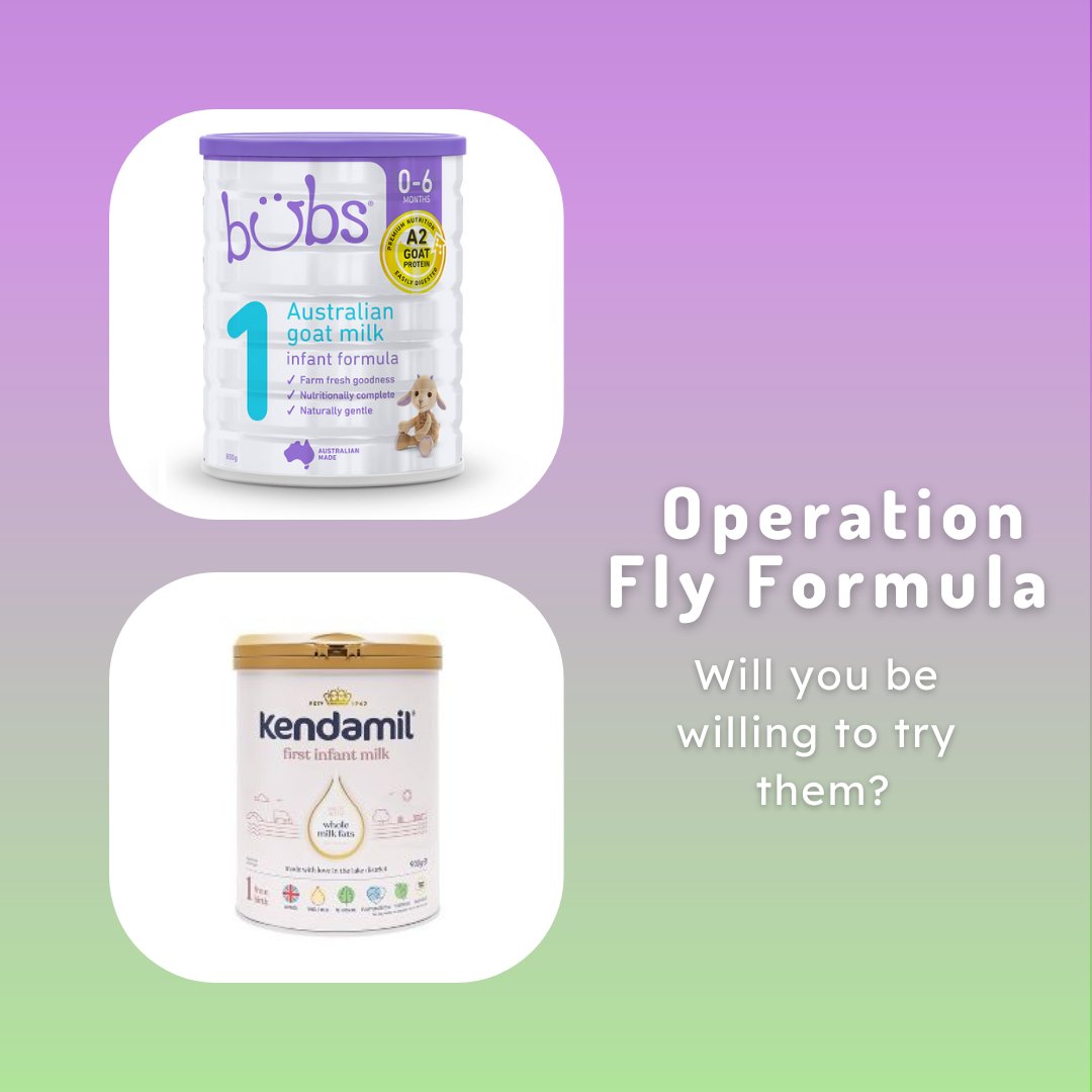 FeedBabesBloc's tweet image. These are the two main formulas being flown in from other countries. We're curious if folks will be open to trying them? Tell us your thoughts! #feedingbabesbloc #formulashortage