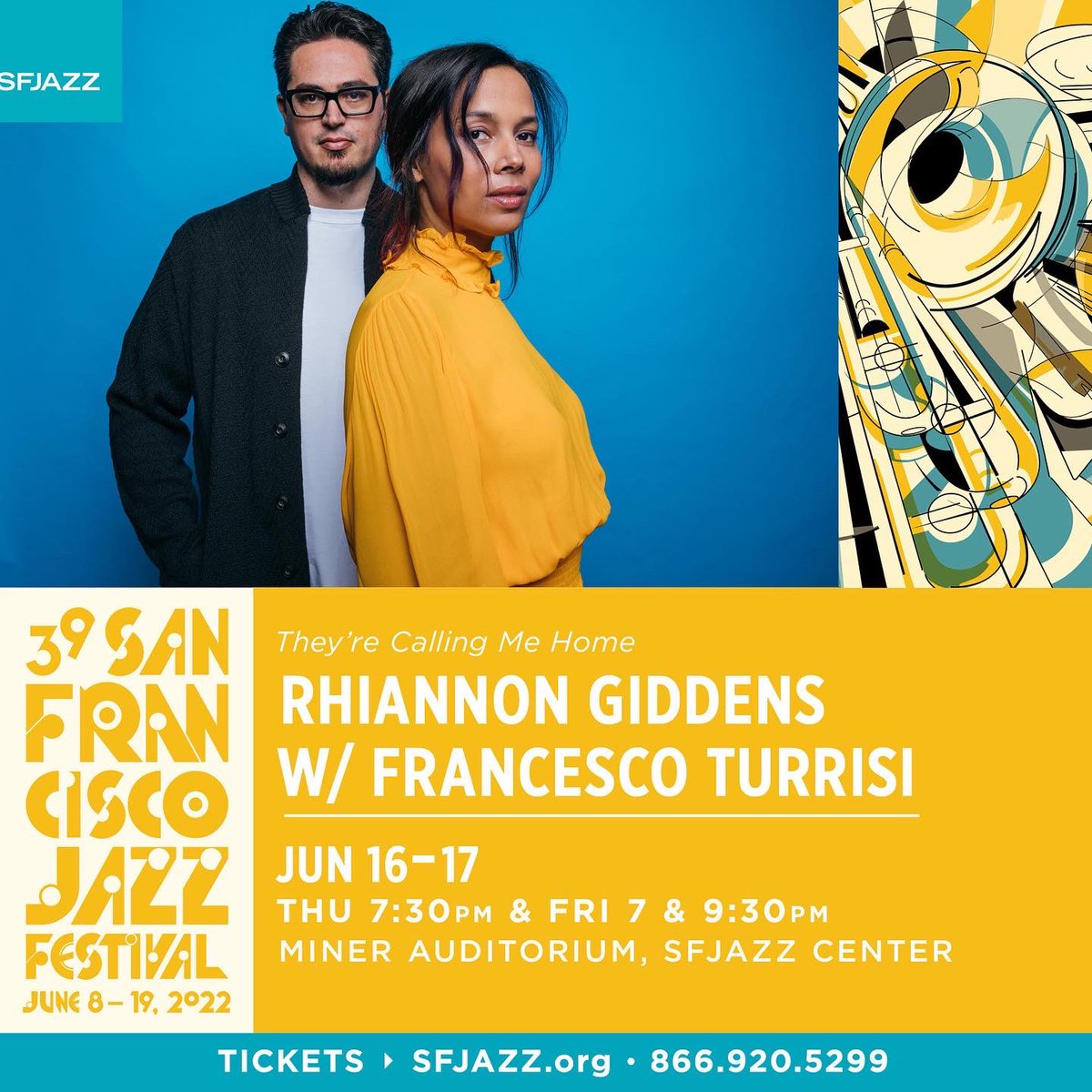 fraturrisi's tweet photo. Last chance to see us at @sfjazz tonight and we have two shows (7 and 9.30). If you can’t be here with us in San Francisco you can watch the livestream of our 7 performance…go to https://t.co/U0RHqajakP for more info #rhiannongiddens #francescoturrisi #theyrecallingmehome https://t.co/MCTW9cwZEV
