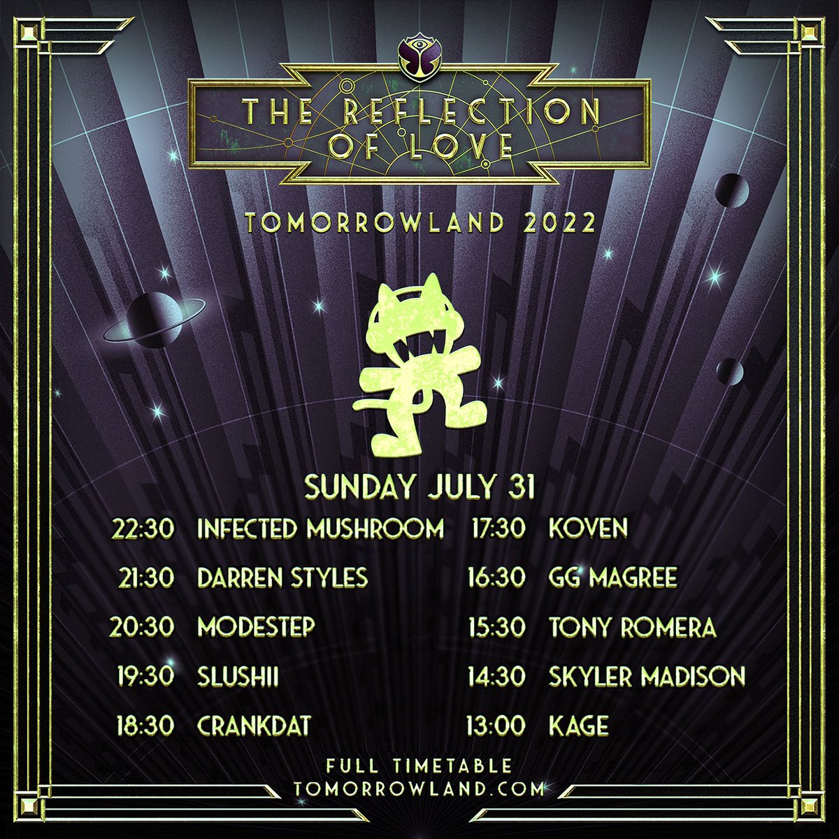 The @Tomorrowland x #Monstercat Stage takeover is going off this year! 😻

We can’t wait to party with our friends over these three massive weekends. 

On the count of three…favorite Tomorrowland memory…GO! 
🎫: Tomorrowland.com