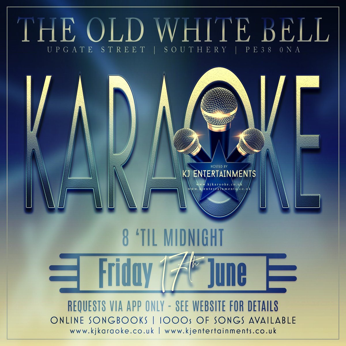KJKaraoke's tweet photo. #Karaoke #Tonight

🗓 Friday 17 June
🕗 8pm
📍 The Old White Bell, Southern
🧑‍🎤 @KJKaraoke @KJEntertains https://t.co/YsgSmHzaeB