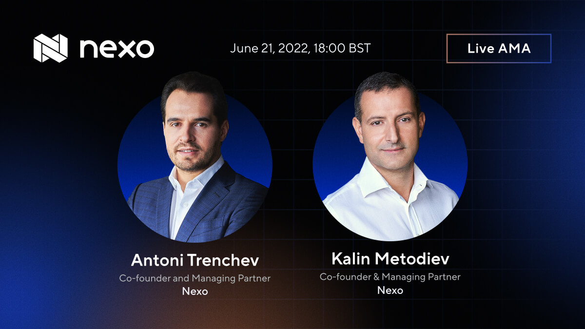 It’s high time for an AMA, wouldn’t you agree?

Our next session will have <a href="/Kalin_M7/">Kalin Metodiev, CFA</a> and <a href="/AntoniNexo/">Antoni Trenchev</a> answer your questions about Nexo’s inner workings and vision for tomorrow.

Mark your 🗓’s: June 21, 6 PM BST
Submit your❓’s by June 19, 2 PM BST: app.sli.do/event/eRCAgz7H…