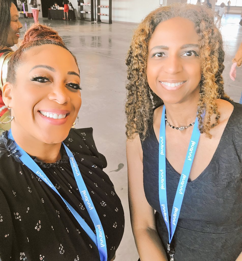 Coach_Colette's tweet photo. So great to finally meet @OurHappyTalks founder Christian in person! Thanks @BWTalkTech for creating the #RoadmapToBillions experience for #blackwomenintech https://t.co/26UeFVhHNx