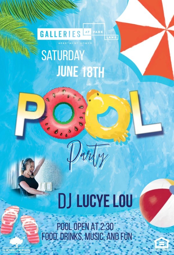 GalleriesParkLn's tweet photo. Our biggest bash of the year is tomorrow! Don't miss out on our Pool Party Saturday, June 18! DJ Lucye Lou will be here from 2:30-5:30pm and the pool is open until 10pm with food, drinks, and a lot of sun! ☀️ We can't wait to see everyone there!

#galleriesatparklane... https://t.co/7CXlfSyLkP