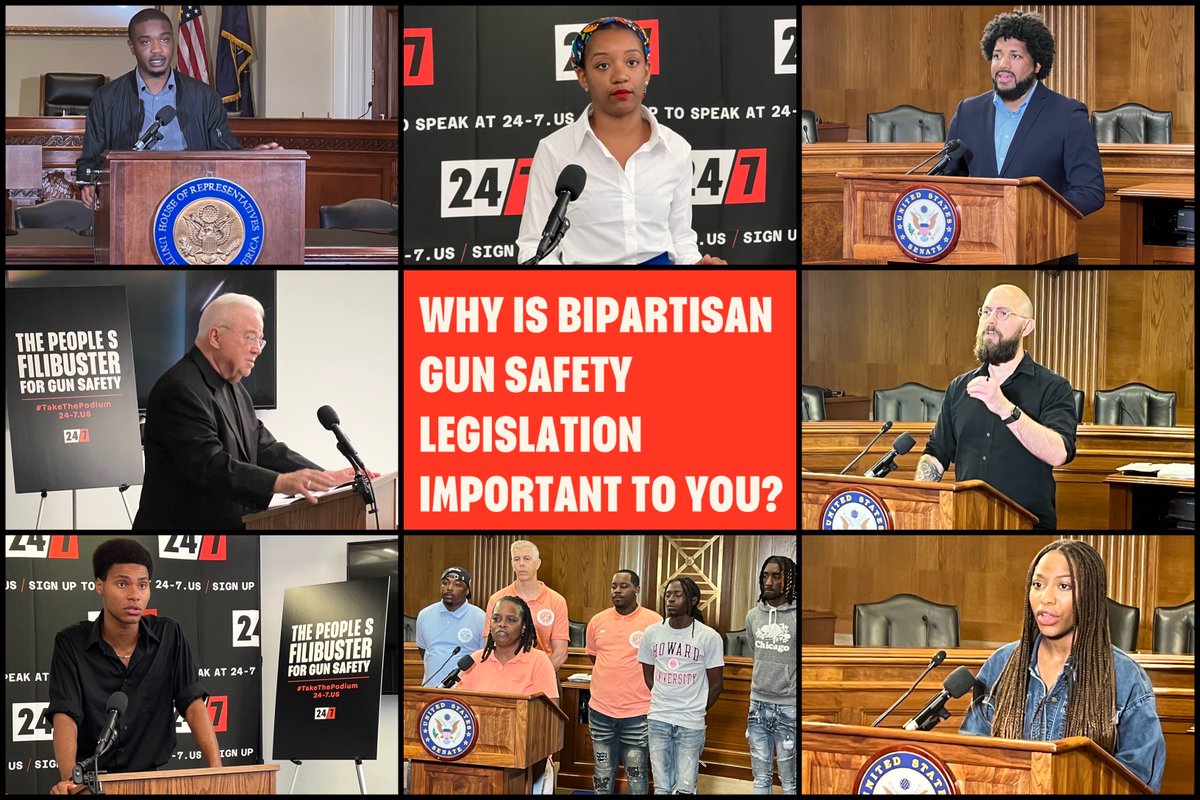 The People's Filibuster for Gun Safety commits to #KeepItGoing247. This weekend, <a href="/CornellWBrooks/">Rev. & Prof. Cornell William Brooks</a> joins a tremendous group of people giving testimony. You can #TakeThePodium here: 24-7.us