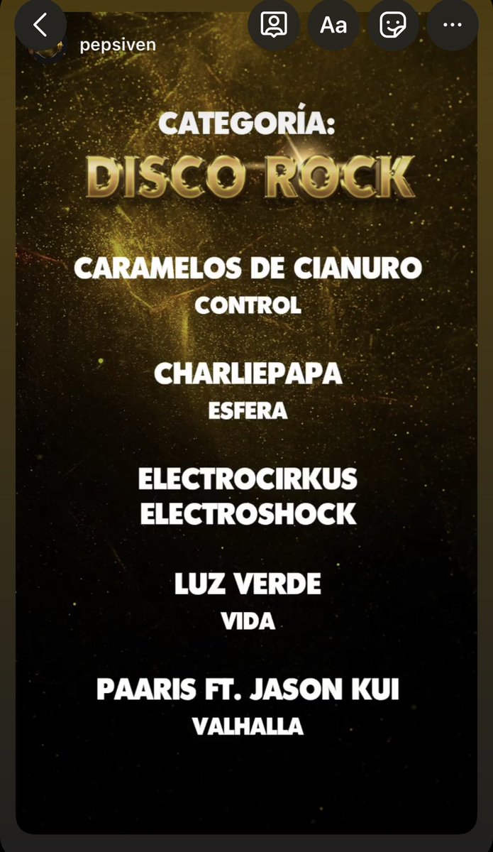Nominados a los Pepsi music Venezuela @PepsiVEN  Disco Rock  

Yeah 🔥🤘🔥 arriba la buena música y el rock gracias por la nominación y felicitaciones a todas las demás bandas un honor estar entre ustedes ⚡️⚡️⚡️
#pepsimusicpremios #rockvenezuela #ViernesDeluxe #electroshock