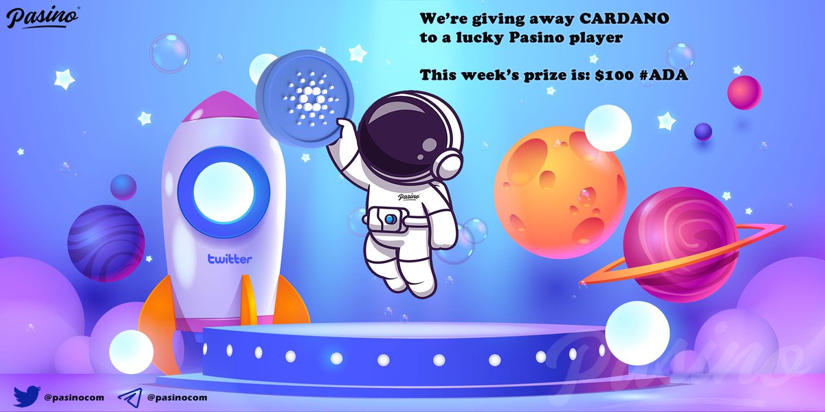 Be one of the winners of the weekly #Pasino #Giveaways is as easy as

🔹Follow <a href="/PasinoCom/">Pasino.com</a>
🔹RT &amp; 💙
🔹Tag 2 friends
🔹Use hashtag #Giveaway #Cardano $ADA

🏆2 winners of $50 each in #ADA
 
🕘Draw at Sunday, June 19 at 9:00 PM EST
#cryptocurrency #casino #Bitcoin