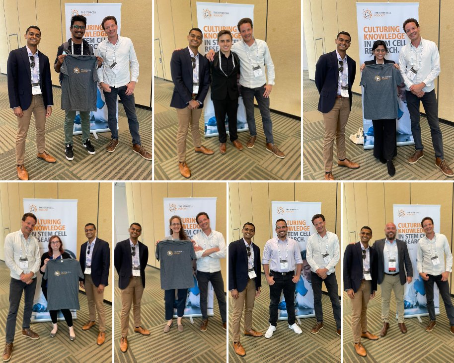 stemcellpodcast's tweet photo. A huge thanks to everyone who came to yesterday's #ISSCR2022 recording session! π
We're recording again today at 3:00 pm in room 2024 β stop by to participate in a special episode and pick up a #StemCellPodcast t-shirt! π
@yofiwyle @ishujain4695 @chloe_s_brn @davilyra https://t.co/i7YsKoHjlT