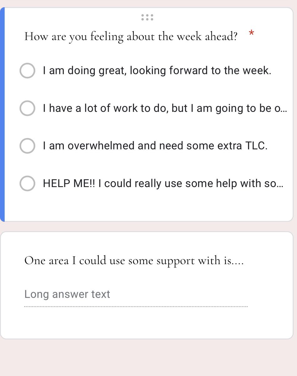PrincipalProj's tweet photo. Not sure how your staff is feeling at the start of a new week? Try asking them.

Weekly check-in form via P @chriscfore. https://t.co/RTKebMOOsS