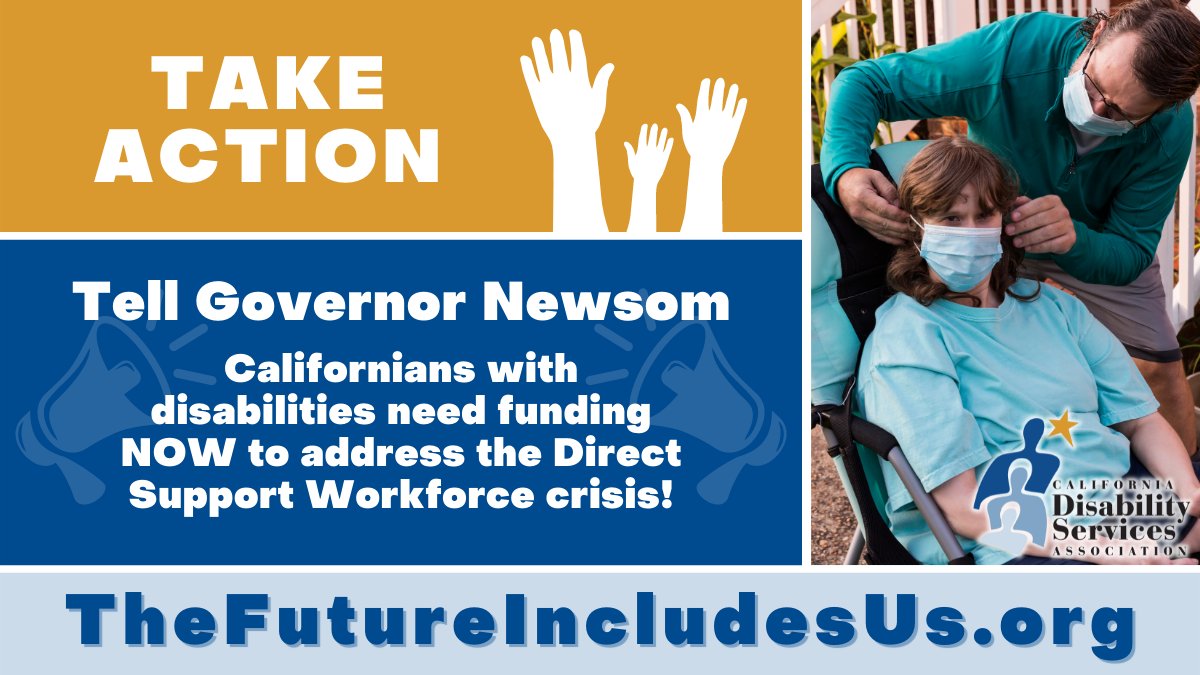 Cal_DSA's tweet photo. The Legislature passed a budget that helps staffing in disability services and regional centers. Now they will work with the Governor on the details. Take 2 minutes and 1 click to tell @CAgovernor that Californians with disabilities need this support NOW! https://t.co/l6iMe2N2RS https://t.co/ONMsuMHwYd