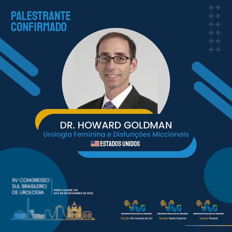 sburs's tweet photo. Palestrante Confirmado! O Dr. Howard Goldman é especialista em urologia feminina e disfunções miccionais e estará presente no #CSBU 2022 - Que ocorre nos dias 24 a 26 de novembro de 2022, em Porto Alegre!
.
- Cleveland Clinic;
- Glickman Urologic Institute; https://t.co/zFzobmy6yc