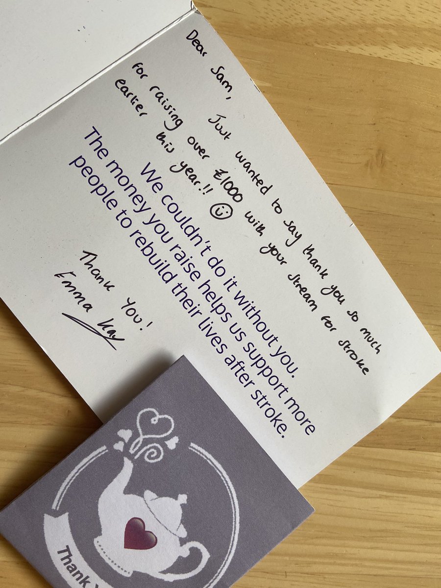 cosysam7's tweet photo. Got a lovely lil card in the post today from @TheStrokeAssoc ! Still very much a pinch me moment that we raised so much back in January! One of my greatest achievements! ๐#streamforstroke https://t.co/UjXXPjeaB3