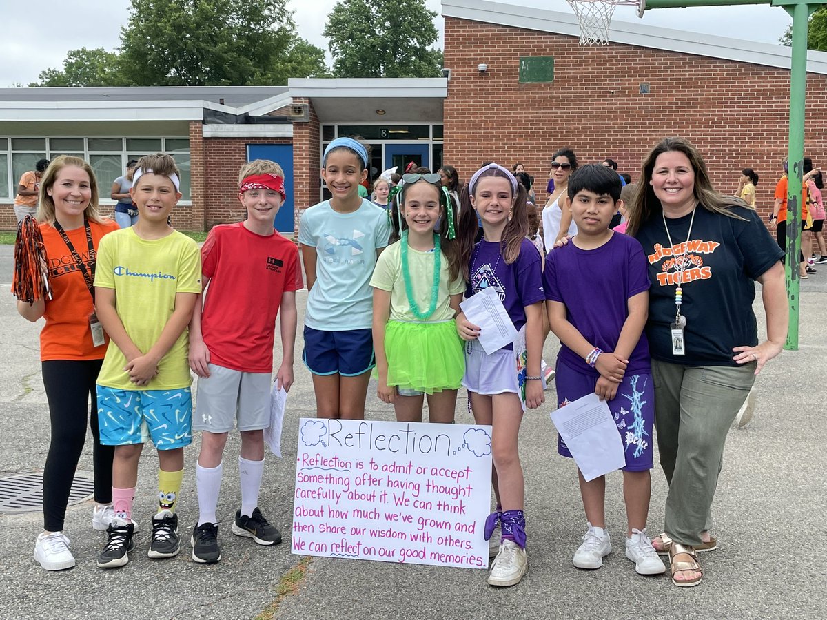 KSpedafino's tweet photo. Our Fifth graders had a great send off at our ‘Reflection’ Pep Rally this morning! We are so proud! Thank you @jillian_nahoum for being my Pep Rally partner! #rwrocks @Ridgeway_WP @principalJes @wplainsschools https://t.co/ifaRJi3x18