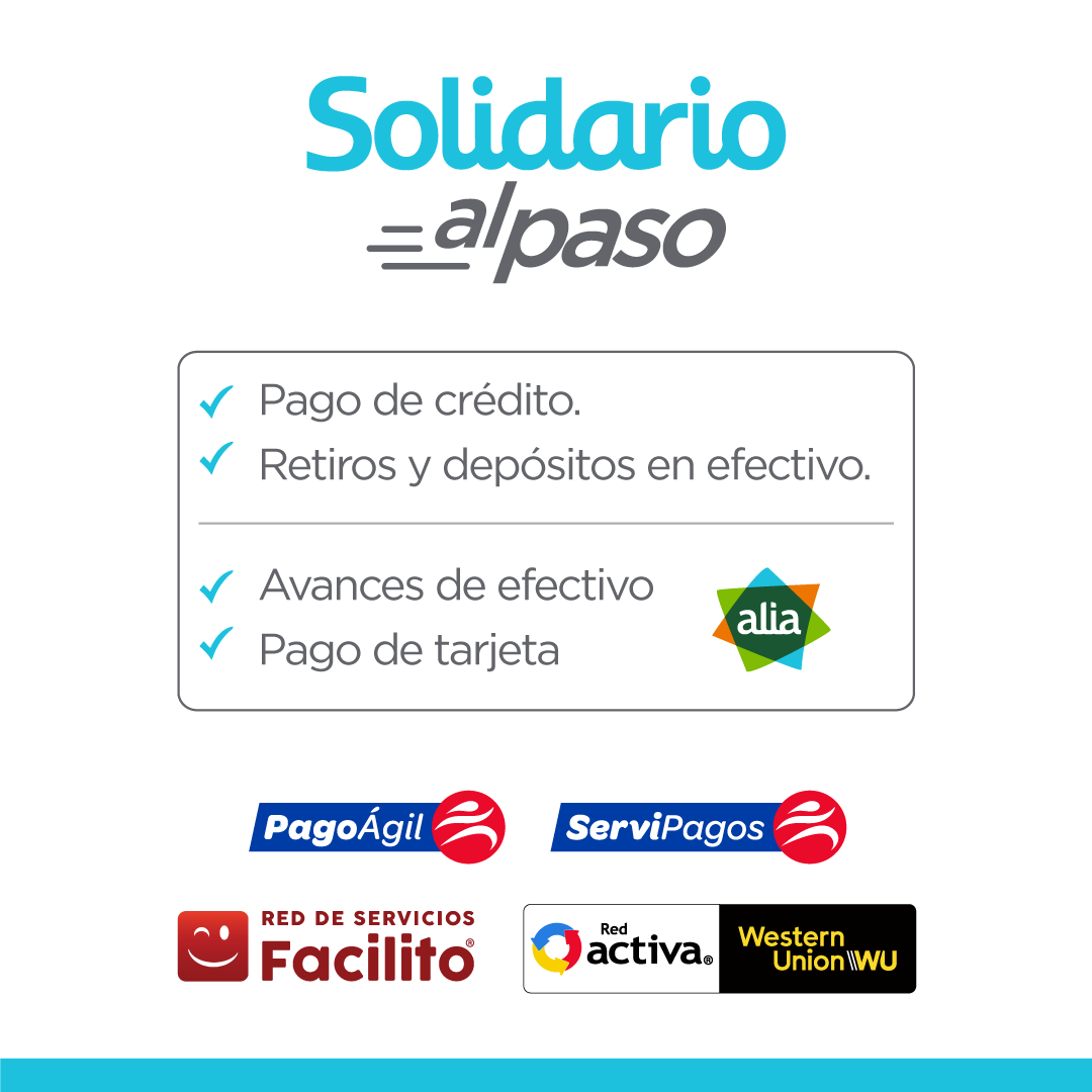 solidarioec's tweet photo. Simplifica tu vida💡 Para tus pagos y transacciones recuerda que puedes realizarlas por medio de nuestros aliados: https://t.co/5Ob82OZ4Bm
#PagoÁgil #ServiPagos #RedFacilito #WesternUnion https://t.co/cyjSe91kOW