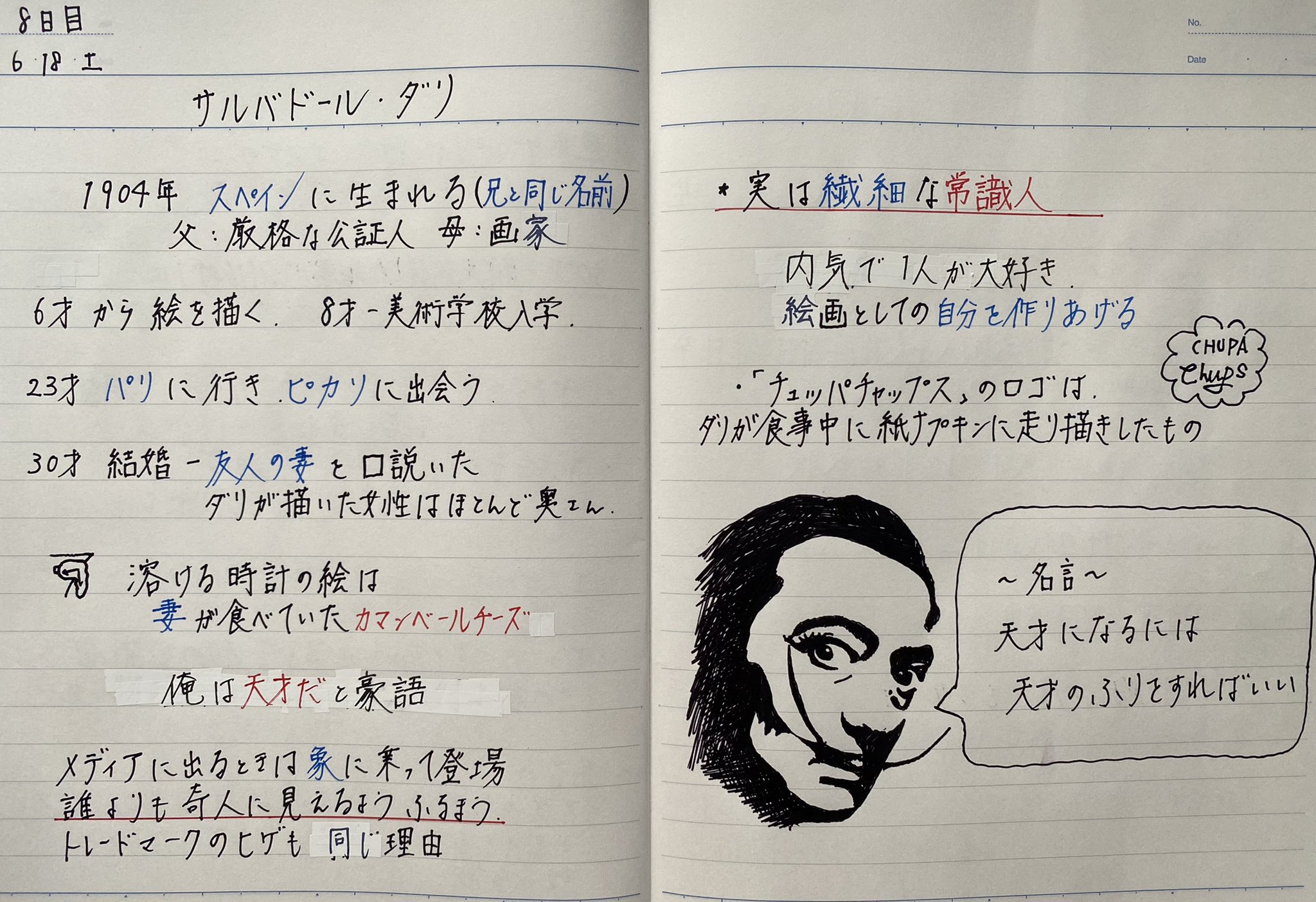 تويتر 小野裕人 على تويتر 毎日勉強ノート 8日目 サルバドール ダリ チュッパチャプスのロゴは ダリが食事中に 紙ナプキンに走り描きしたもの 毎日勉強ノート サルバドールダリ T Co Aofq75irbv