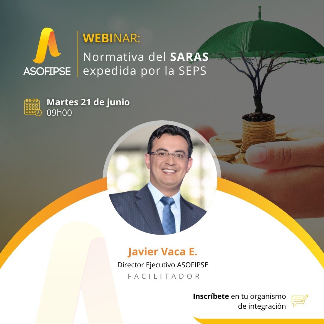 📍𝐀𝐂𝐂𝐈𝐎𝐍𝐄𝐒 𝐀𝐒𝐎𝐅𝐈𝐏𝐒𝐄
Javier Vaca, Director Ejecutivo de <a href="/Asofipse/">Asofipse</a>, analizará la Normativa del #SARAS expedida por la <a href="/SEPS_Ec/">Superintendencia de Economía Popular y Solidaria</a>, con el objetivo que el SFPS conozca los lineamientos para la gestión de riesgos ambientales y sociales.