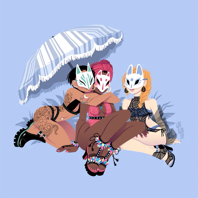Three foxy friends enjoying a beach day! Which outfit would you wear? 