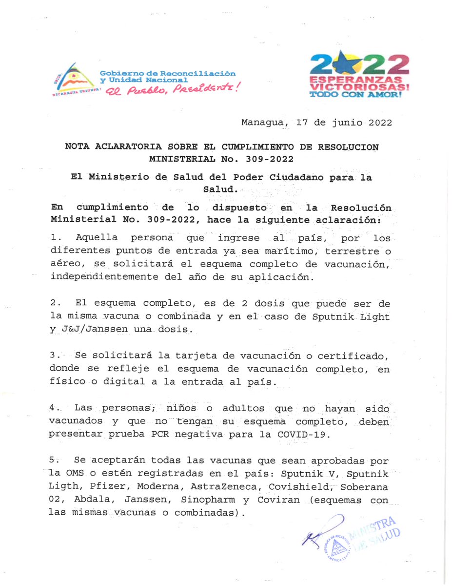 CTipitapa's tweet photo. En relación a la medida de no exigir las pruebas PCR de negativo al #Covid-19 para el ingreso al país #Nicaragua @MinsaNicaragua amplia con nota aclaratoria esta decisión.
#17Junio #4319FuerzaDeVictorias https://t.co/Kir0auvr5c