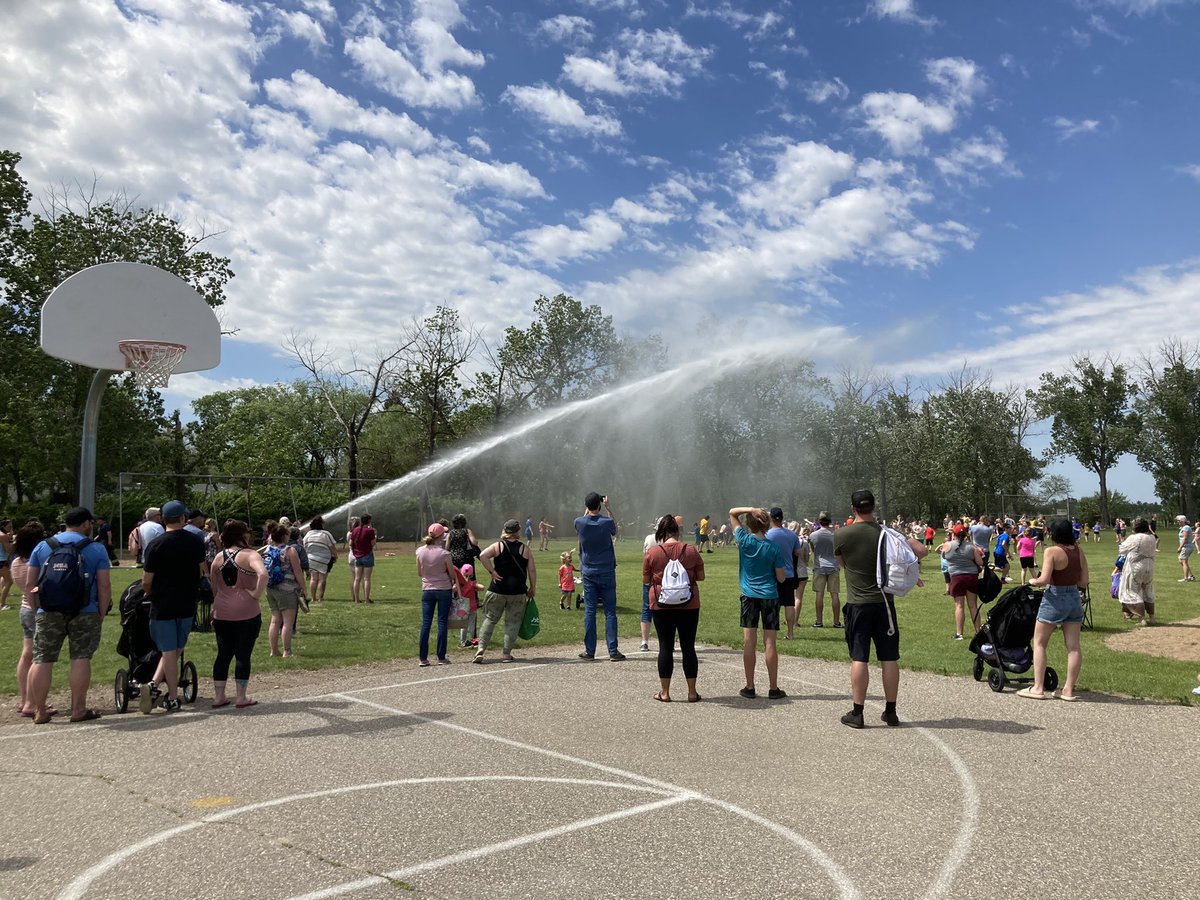 MrsSymonsGrade8's tweet photo. Track and Field Day was the best! Half of the grade 8’s helped with events and half participated. The fire truck soak was such a nice way for them to cool down after. Thanks to Ryan and Mandy Irwin for running the other group in our class! @PDaleSchool https://t.co/lmuwpEkY94