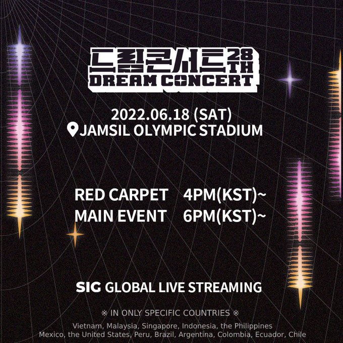 NCT__Indonesia's tweet photo. [📺STREAMING] 220618 28th Dream Concert bersama #NCTDREAM dan MC #DOYOUNG bisa disaksikan:

📆 Sabtu, 18 Juni 2022
⏰ 14:00 WIB (Red Carpet) &amp; 16:00 WIB (Main Event)
📺 https://t.co/HlMJXr5CZF

🌠 @NCTsmtown_DREAM @NCTsmtown_127 #NCT127 https://t.co/g2LdJUDmVF