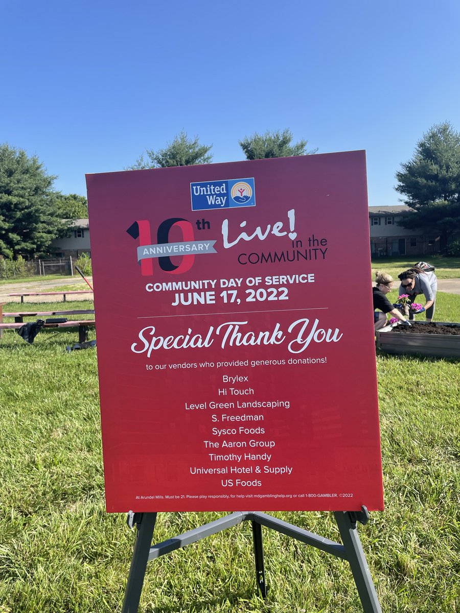 LiveCasinoMD's tweet photo. Today, as part of our 10 Year Celebration, we went #LiveInTheCommunity. Live! team members went throughout the community in an effort to impact 10,000 lives in 24 hours.

These efforts included stops to Severn, Kingdom Kare, and the Bain Center in Howard County. https://t.co/t7hWqXPllp
