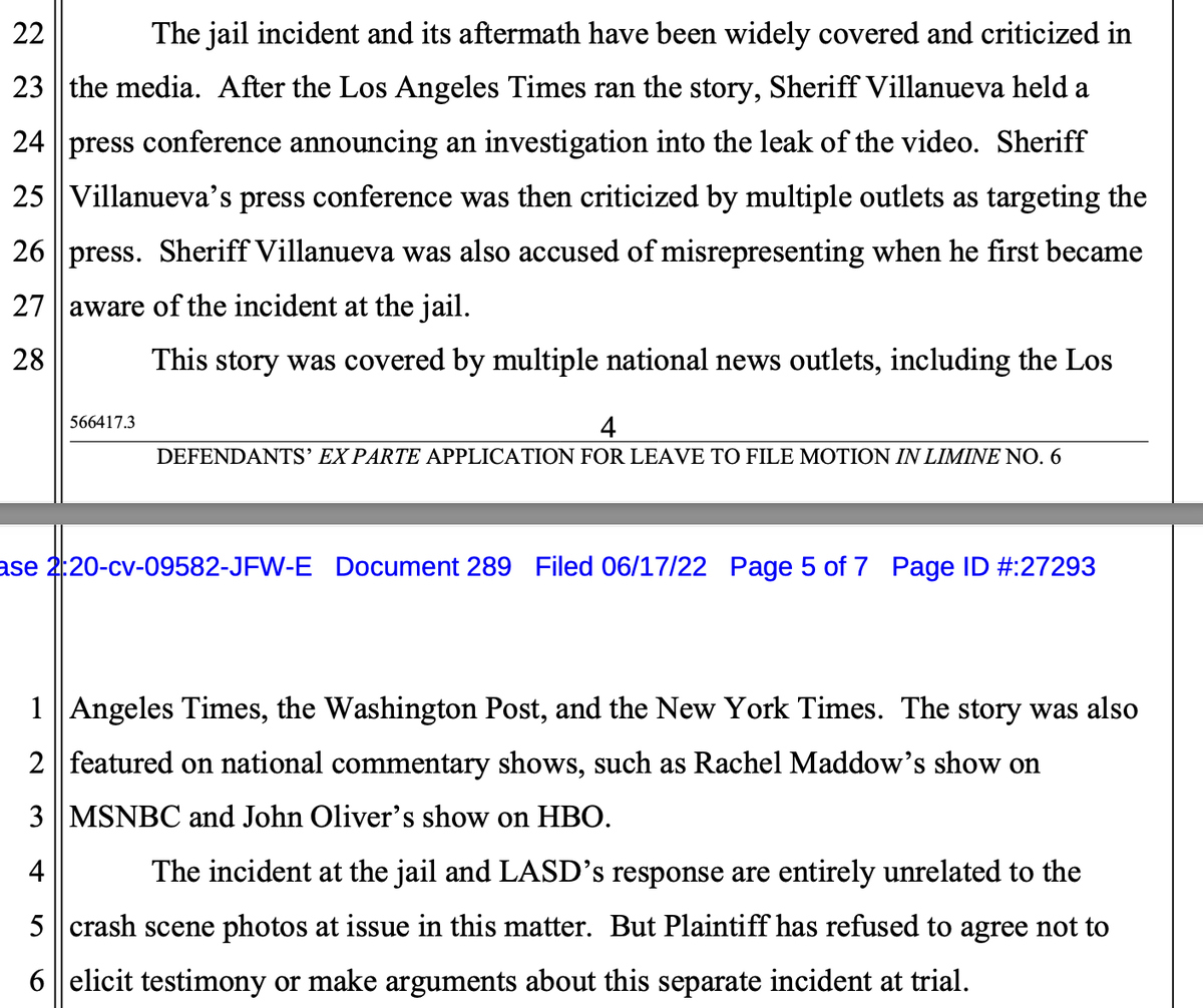 The scandal over the sheriff's deputy kneeling on the neck of a handcuffed man, chronicled by @latimes, has made its way into Vanessa Bryant's lawsuit over the Kobe helicopter crash scene photos. Lawyers for LA county are trying to stop Bryant's lawyers from citing it in trial. https://t.co/EtwRhwsQo0