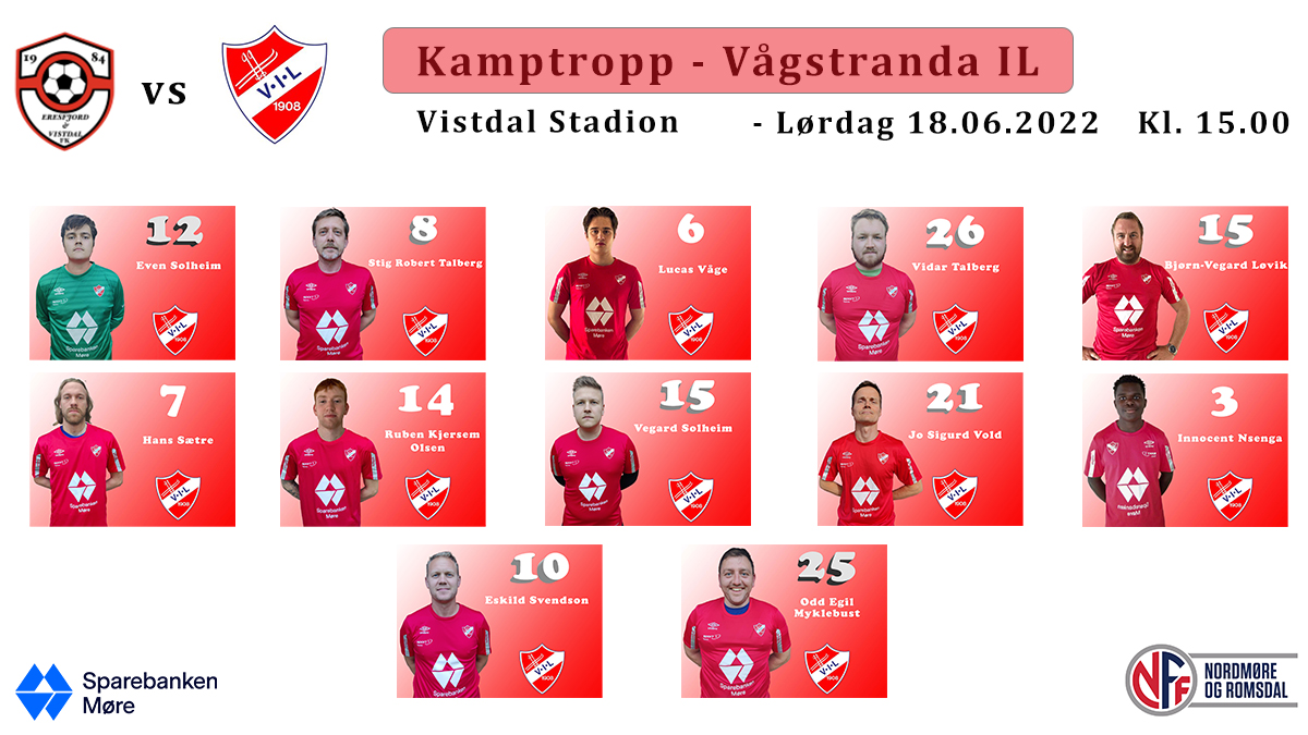 Lørdag får vi en flott tur til Vistdal for å møte <a href="/EVFK1984/">Eresfjord og Vistdal FK</a> Vi har fått en trå start på sesongen med to strake tap. Ikke bare bare å prestere i heksegryta i Vistdalen, men dette er gjengen vi setter vår lit til lørdag.