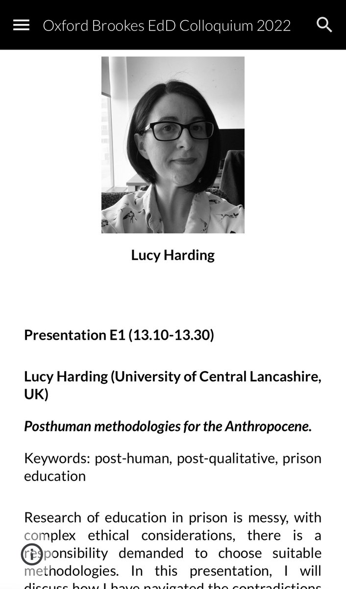 lucyc124's tweet photo. Looking forward to presenting tomorrow @brookes_edu as part of the #EdDC2022 
Oxford Brookes EdD Colloquium 2022!
#EdD #phdlife #edutwitter #posthumanism #creativemethodologies https://t.co/ZkeZB2chu2