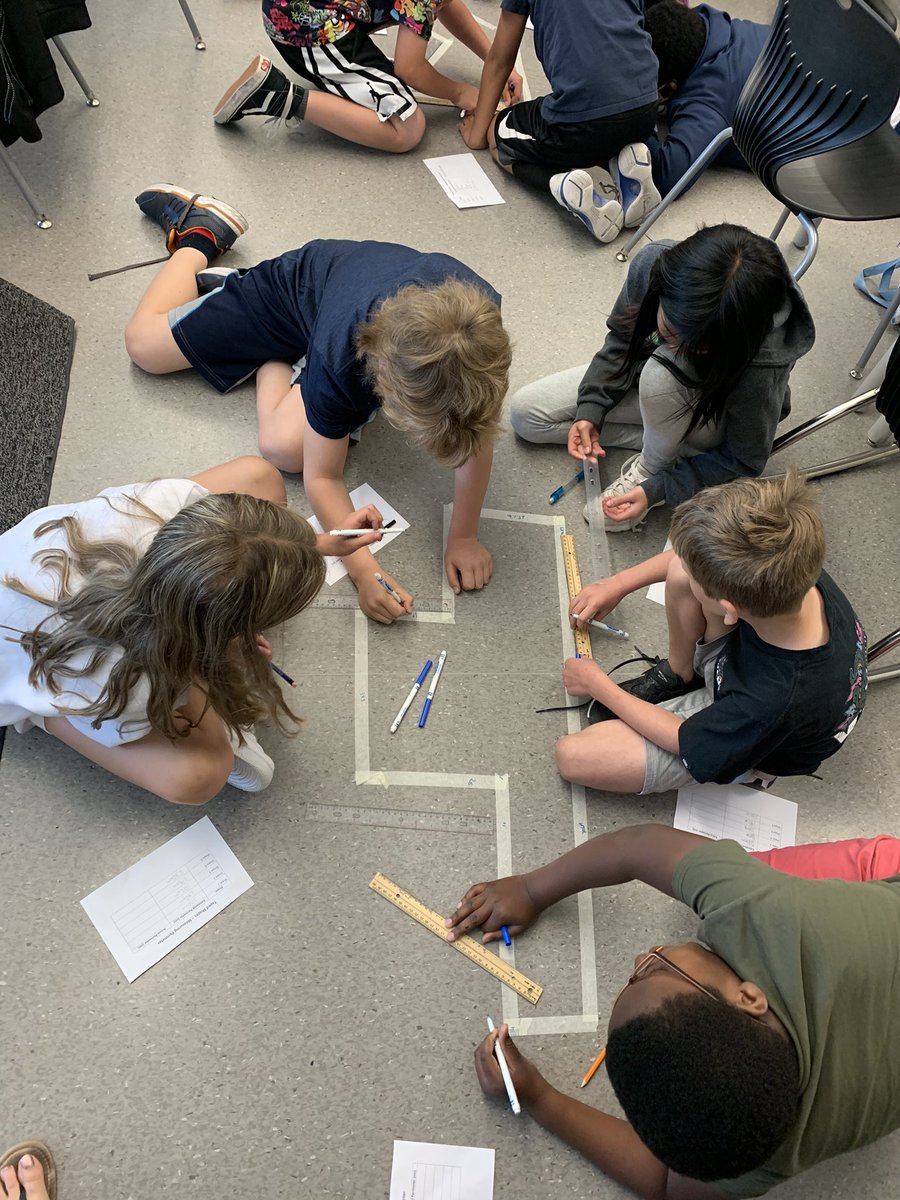 lagimodieret's tweet photo. Great teamwork during our morning meeting math activity today! Students worked together to measure the perimeter of shapes. #escsmastery #sagecreekLRSD https://t.co/WzSVzyn3V2