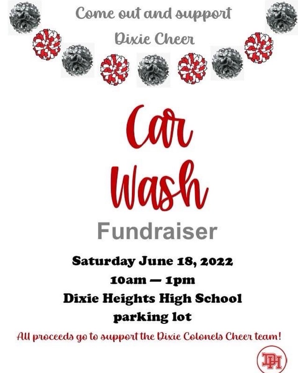 DixieHeightsLMC's tweet photo. Come out tomorrow to support Dixie Cheer and get your car washed!! 🧽🚗  @DHHSAthletics @DixieHeightsHS https://t.co/simJLfQY5T