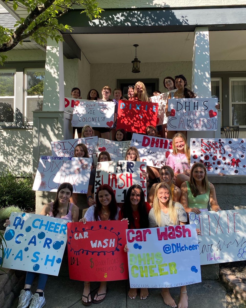 Come out tomorrow to support Dixie Cheer and get your car washed!! 🧽🚗  <a href="/DHHSAthletics/">DHHS Athletics</a> <a href="/DixieHeightsHS/">Dixie Heights High School</a>