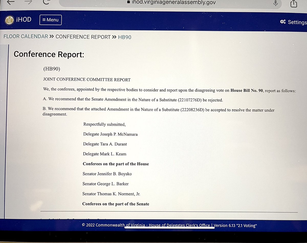 @JenniferBoysko @jweisswolf @BRAWSorg And the @VaHouse just voted on the conference reports for HB90 and SB471, the identical #MenstrualEquity bills, to @GovernorVA for his signatures. 

Same language as our bills were included in the state budget so this will become law on July 1, 2022!