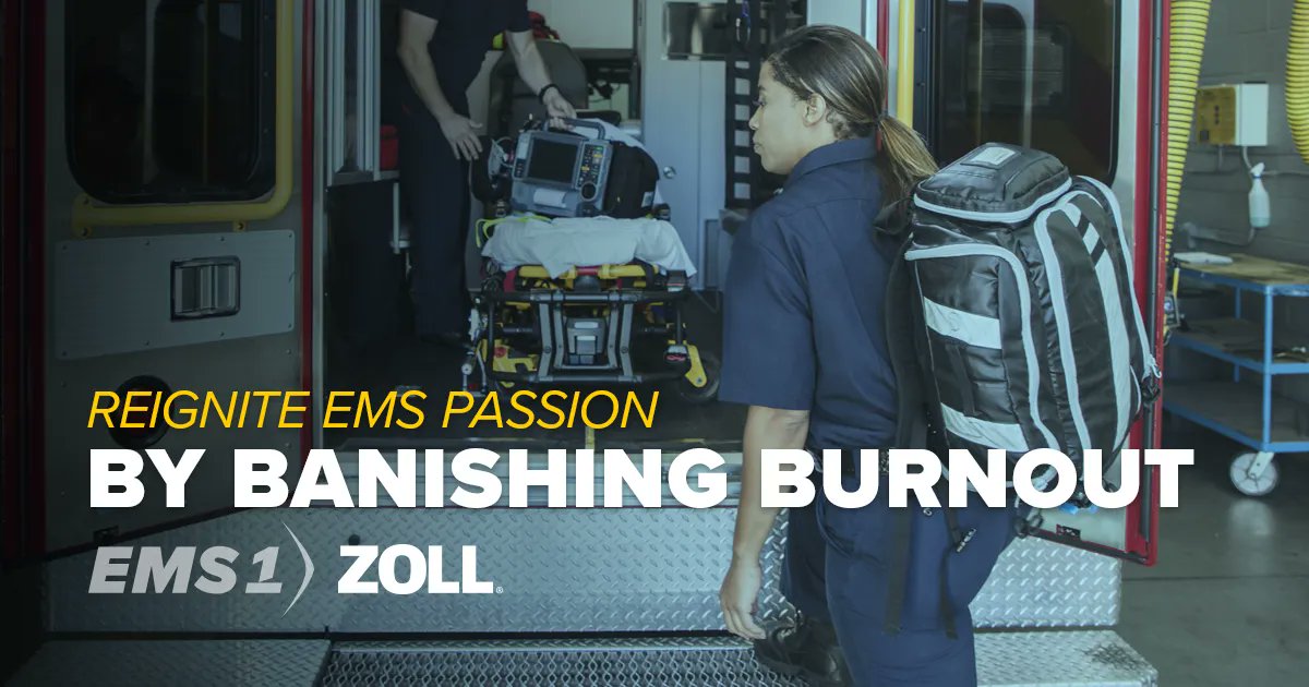 EMS1's tweet image. In this EMS1 eBook, find tips for banishing burnout and learn how to reignite your passion for EMS amid industry challenges: buff.ly/3Pwklee #EMScareer #EMSburnout #EMS #paramedic #EMT