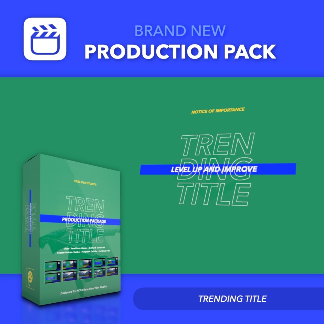 PixelFilmStudio's tweet image. Each #productionpack plugin is highly customizable with controls for everything from the color to the font. Not only that, but they are compatible with any resolution and aspect ratio project and M1 Compatible.