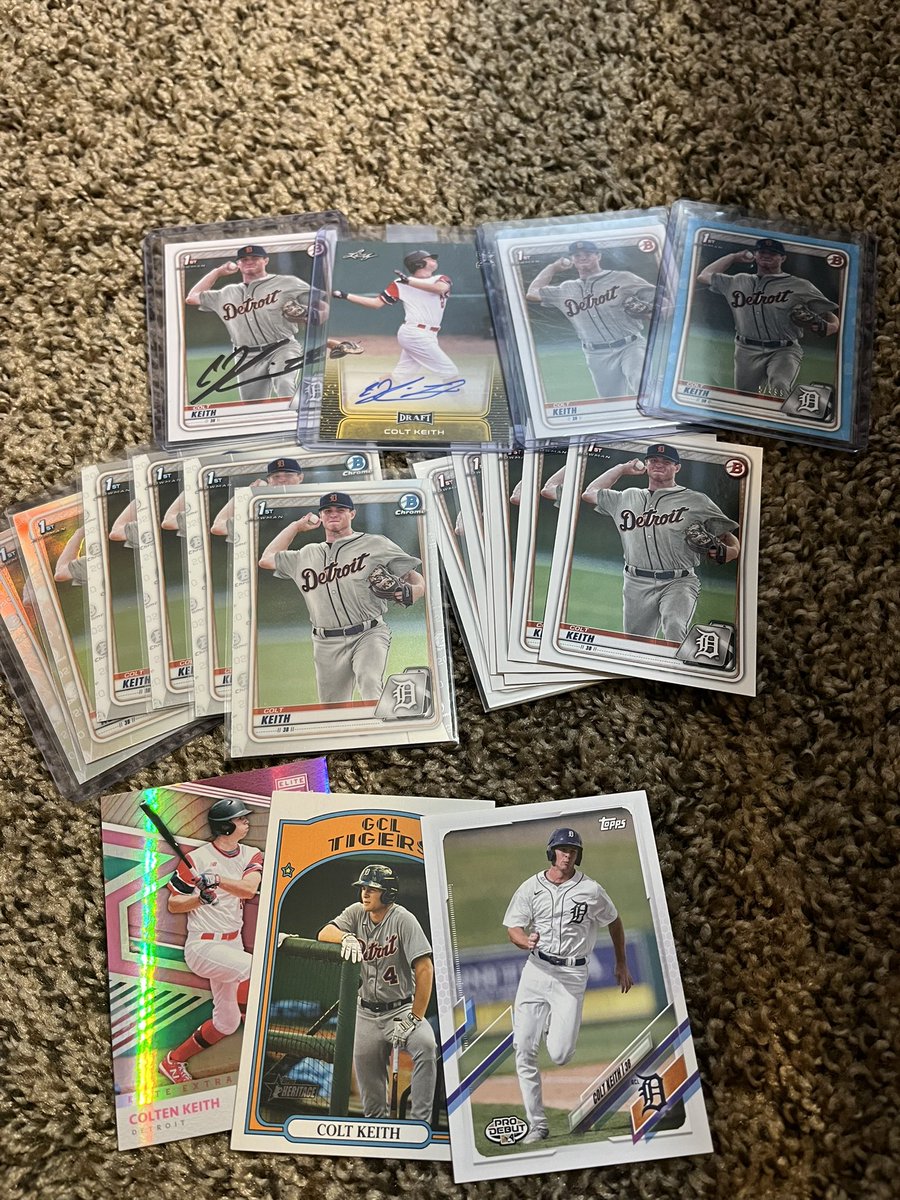 StadiumAaron's tweet photo. Stacking up on them @coltkeith3 cards. Really unfortunate he got hurt, but he’s gonna jump up on them prospect boards next year. Get well soon Colt. Also, I’ll be taking a trip this weekend to Quad Cities River Bandits ballpark in Davenport, Iowa. High A team of KC. https://t.co/XzH5S0kkXy