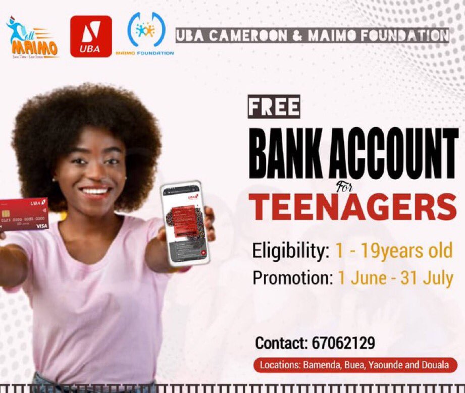 marilyn_debi's tweet photo. MaimoFoundation in collaboration with the united Bank of Africa now creates accounts (current,student,saving and teens )For FREE 
Locations:Bamenda,Douala and Buea 
For more DM @MaimoCall 
#CallMaimo https://t.co/8Uzt9mBdq5