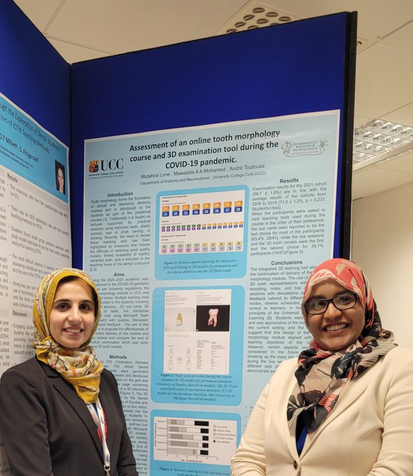 mutahira_lone's tweet photo. Great to have @MawaddaAmohamed present the tooth morphology 3D teaching @AndreToulouse01, at the Learning and Teaching Showcase. #3Dteaching was used via Canvas @UCC.
@UCCMedHealthRI
#3Dtoothmorphology https://t.co/00vnAHPkb7
