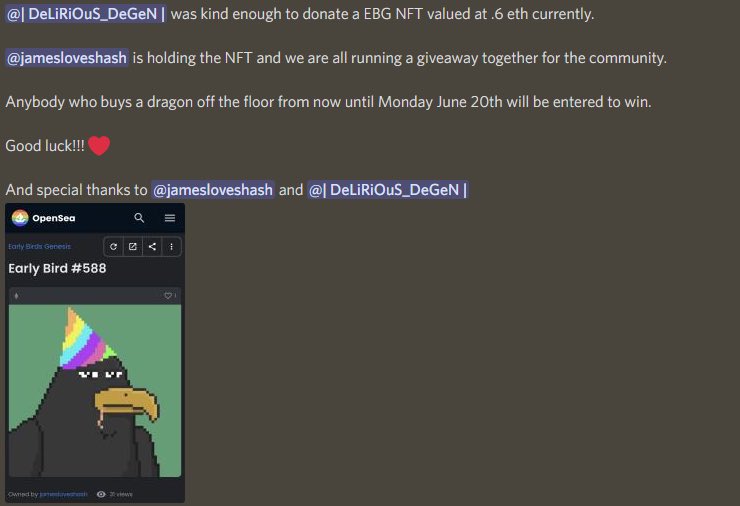 Jamesloveshash's tweet photo. ANYONE WHO BUYS A @DormantDragons NOW TILL JUNE 20th IS AUTOMATICALLY ENTERED INTO A RAFFLE TO WIN THIS @ebgnft VALUED AT .6ETH!!!!!!!

WAGMIIIII
RT AND LET EVERYONE KNOW WE ARENT DORMANT ANYMORE!!
#maytheoddsbeinyourfavour https://t.co/XJx1rMWuD6