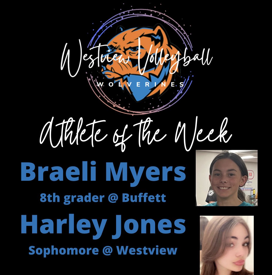 🎉Tradition Begins 🎉
🏐Athlete of the Week🏐 
Each week our athletes will vote for someone they noticed working hard all week in the gym and weight room. Our 1st week, we have ✌️ winners! They each received 5️⃣ votes-keep it up girls! #WestviewVolleyball #WEoverME
