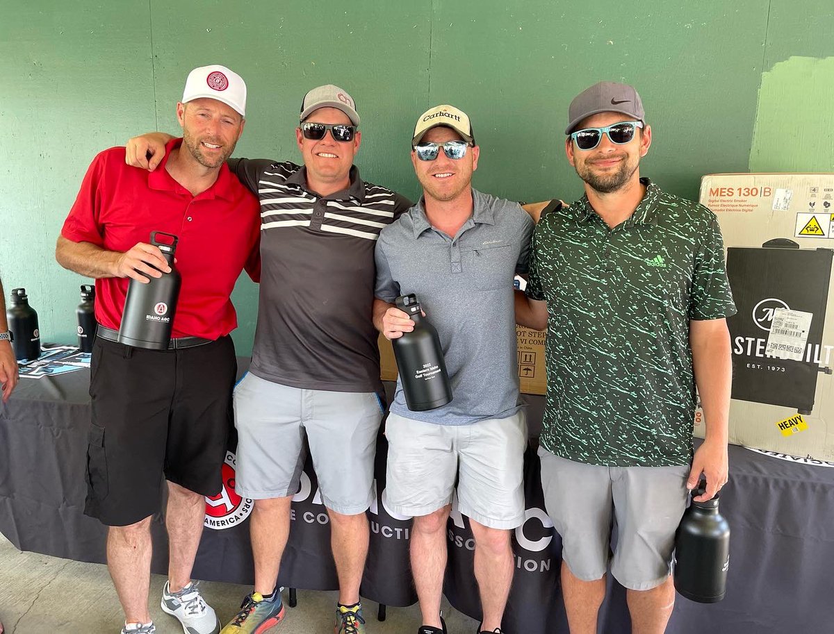 IdahoAGC's tweet photo. Congratulations to the winners of our East Idaho Golf Tournament! 1st place was Enterprise Fleet Management, 2nd was Honnen Equipment and 3rd was @SunrocCorp!🥳 Team photos to come next week! We had the BEST day with all of you who came out today!🤩⛳️ #AGC #golftournament https://t.co/FzvE0uOjBV