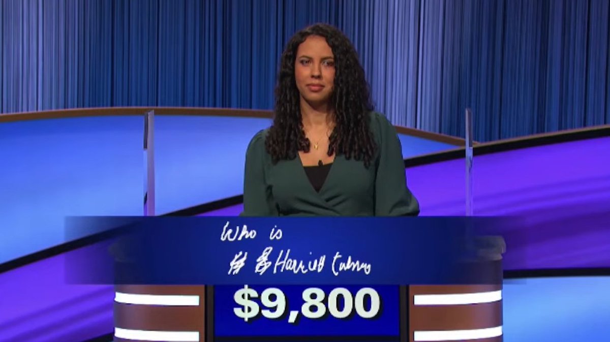 Hawkgirl2312's tweet photo. @Jeopardy How is this not Harriet Tubman?!? This error needs to be corrected, award her what she would have won and invite her back. https://t.co/WLgreEnkn9